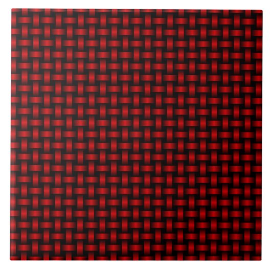 Rood Zwart Weefpatroon Tegeltje (Voorkant)