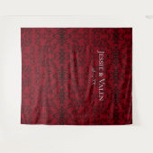 Rood & Zwart Wervelende Gotische Bruiloft Wandkleed (Voorkant (horizontaal))