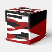 Rood zwart-wit abstract bedankdoosjes (Achterkant)