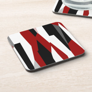 Rood zwart-wit abstract bier onderzetter