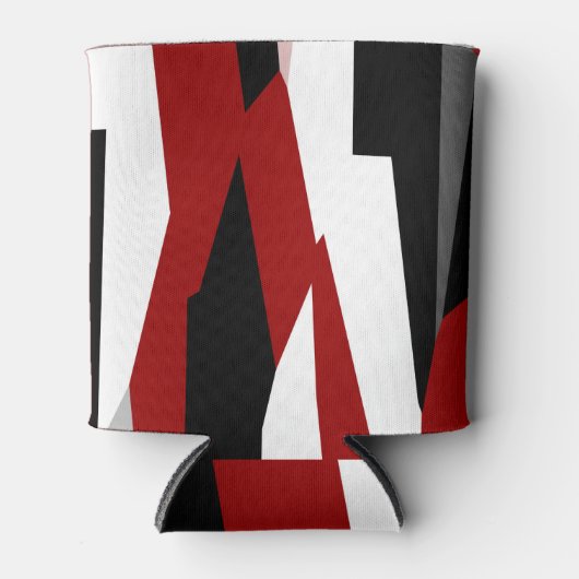 Rood zwart-wit abstract blikjeskoeler (Voorkant)