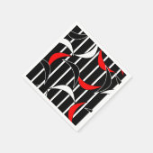 Rood, zwart & wit abstract boemerang ontwerp servet (Hoek)