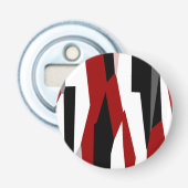 Rood zwart-wit abstract button flesopener (Voorkant)