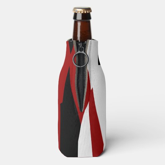 Rood zwart-wit abstract flesjeskoeler (Fles Achterkant)