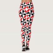 Rood zwart wit abstract geometrisch patroon leggings (Achterkant)