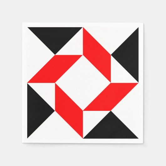 Rood zwart wit abstract geometrisch patroon servetten (Voorkant)