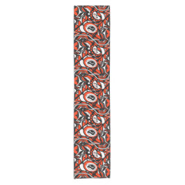 Rood Zwart Wit Abstract Haida Gezicht Native Art Korte Tafelloper