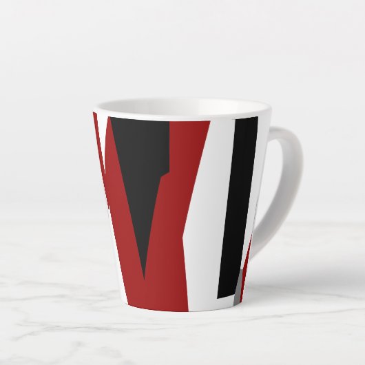 Rood zwart-wit abstract latte mok (Rechterhoek)