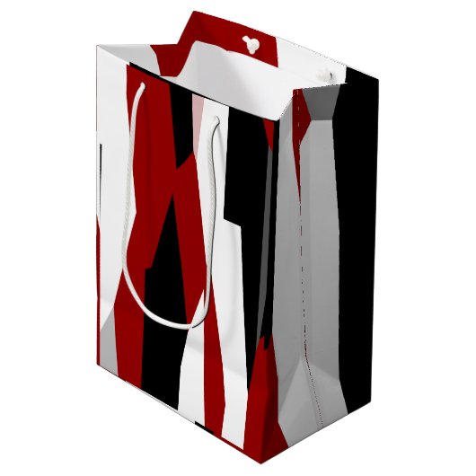 Rood zwart-wit abstract medium cadeauzakje (Voorkant Gekanteld)