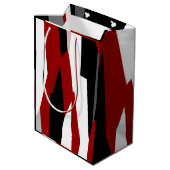 Rood zwart-wit abstract medium cadeauzakje (Achterkant Gekanteld)