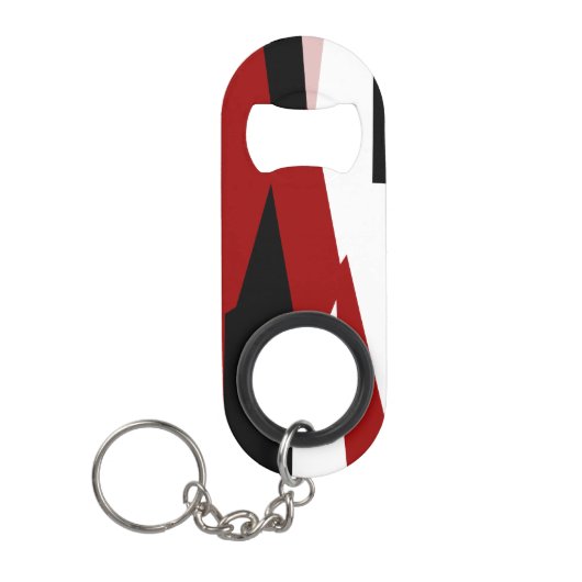 Rood zwart-wit abstract mini flessenopener (Voorkant)