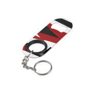 Rood zwart-wit abstract mini flessenopener (Achterkant Gekanteld)