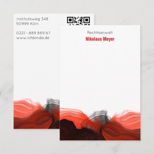Rood Zwart Wit abstract modern statement Informatiekaartje (Voorkant / Achterkant)