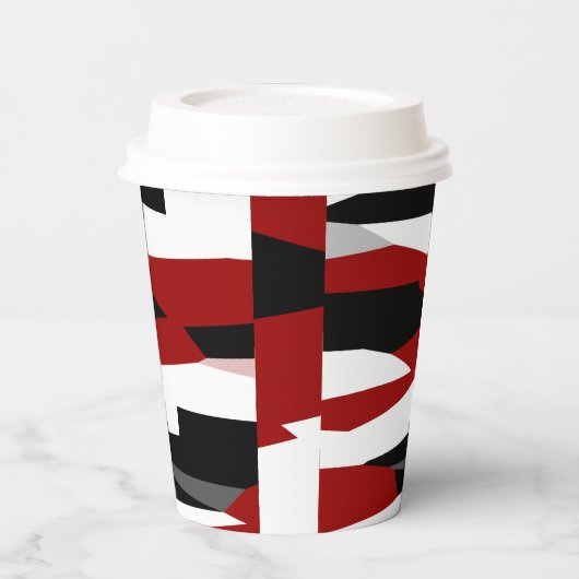 Rood zwart-wit abstract papieren bekers (Links)