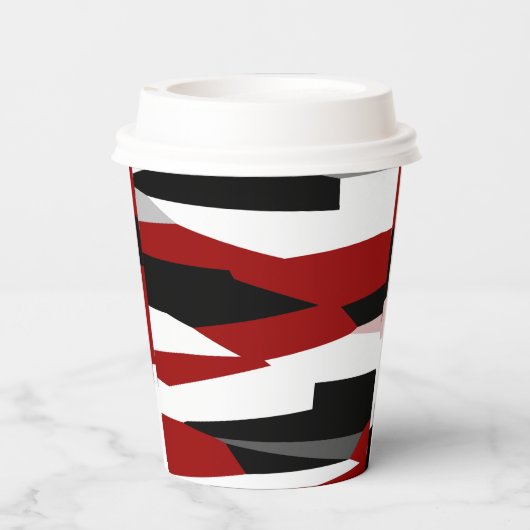 Rood zwart-wit abstract papieren bekers (Achterkant)