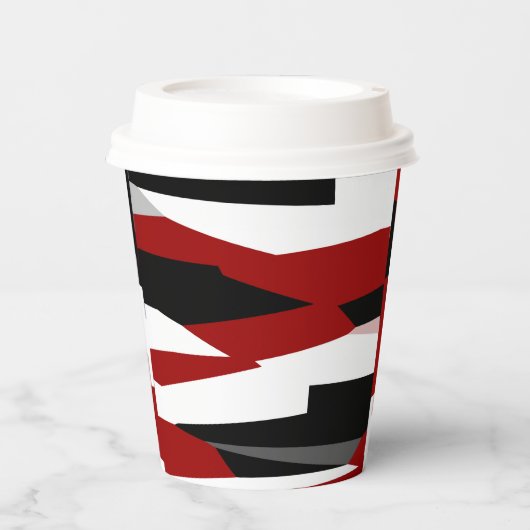 Rood zwart-wit abstract papieren bekers (Voorkant)