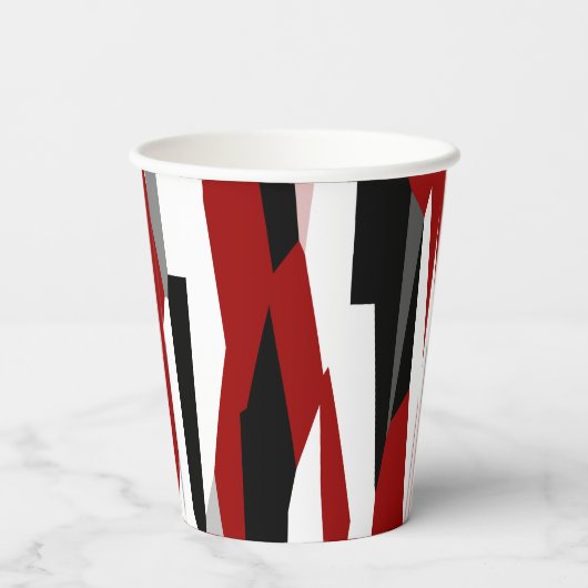 Rood zwart-wit abstract papieren bekers (Achterkant)