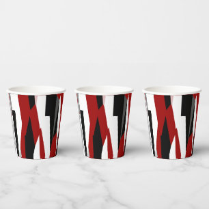 Rood zwart-wit abstract papieren bekers