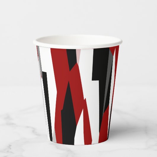 Rood zwart-wit abstract papieren bekers (Voorkant)