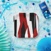 Rood zwart-wit abstract papieren bordje (Feest)