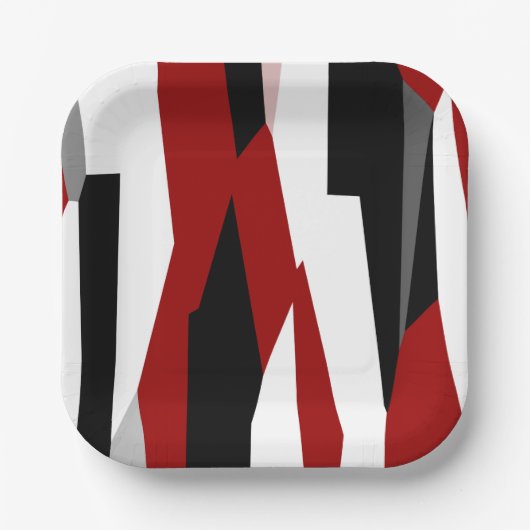 Rood zwart-wit abstract papieren bordje (Voorkant)