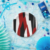 Rood zwart-wit abstract papieren bordje (Feest)