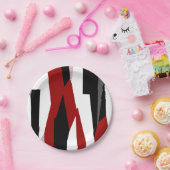 Rood zwart-wit abstract papieren bordje (Feest)