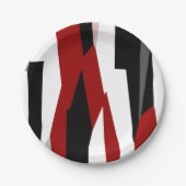 Rood zwart-wit abstract papieren bordje (Voorkant)