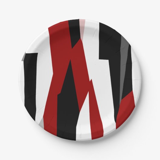 Rood zwart-wit abstract papieren bordje (Voorkant)