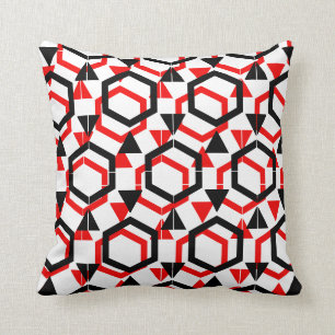 Rood zwart wit abstract patroon massief rug kussen