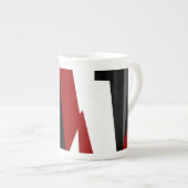 Rood zwart-wit abstract porselein kop (Voorkant rechts)