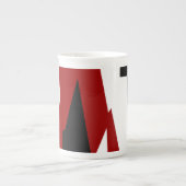 Rood zwart-wit abstract porselein kop (Voorkant)