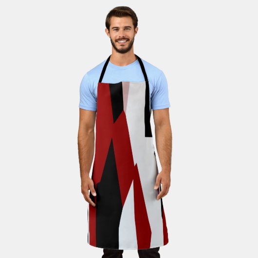 Rood zwart-wit abstract schort (Gedragen)