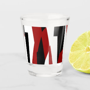 Rood zwart-wit abstract shot glas