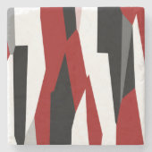 Rood zwart-wit abstract stenen onderzetter (Voorkant)