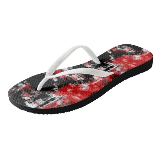 rood zwart-wit abstract teenslippers (Schuin)
