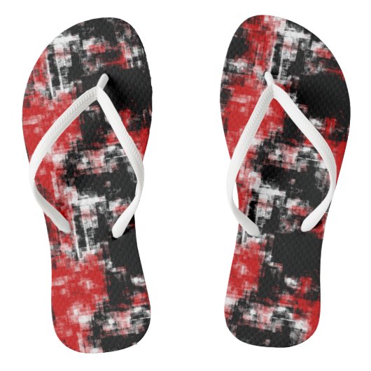 rood zwart-wit abstract teenslippers (Voetbed)