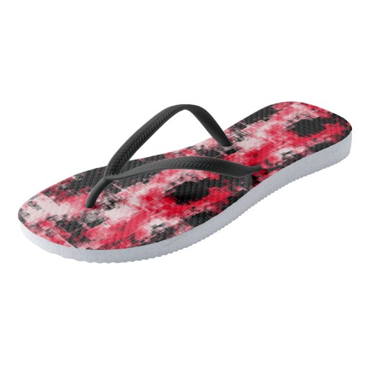 rood zwart-wit abstract teenslippers (Schuin)