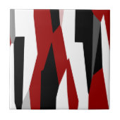 Rood zwart-wit abstract tegeltje (Voorkant)