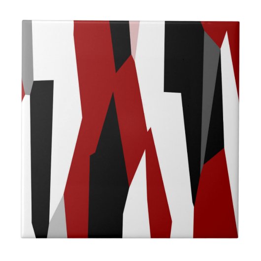 Rood zwart-wit abstract tegeltje (Voorkant)