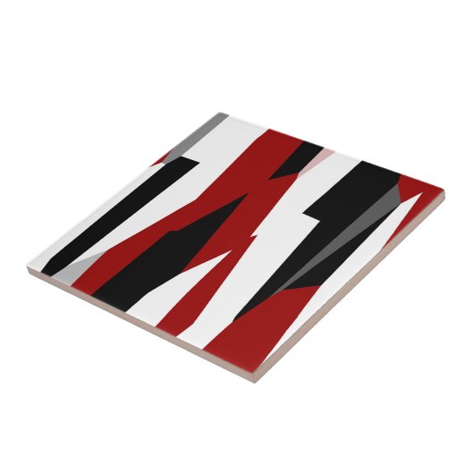 Rood zwart-wit abstract tegeltje (Zijkant)