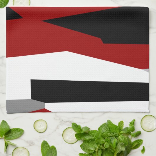 Rood zwart-wit abstract theedoek (Gevouwen)