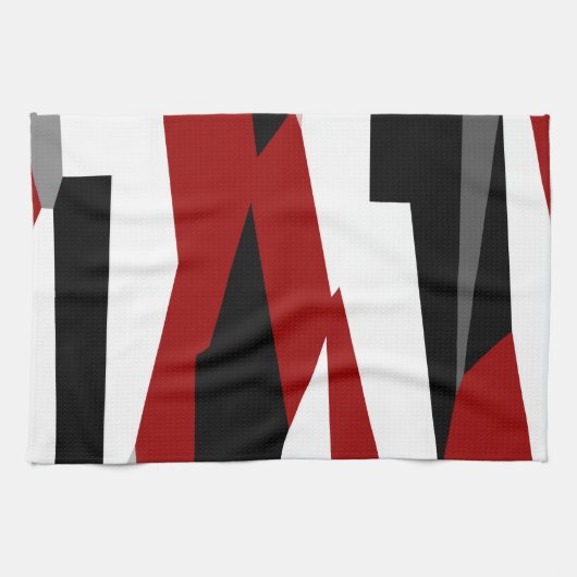 Rood zwart-wit abstract theedoek (Horizontaal)