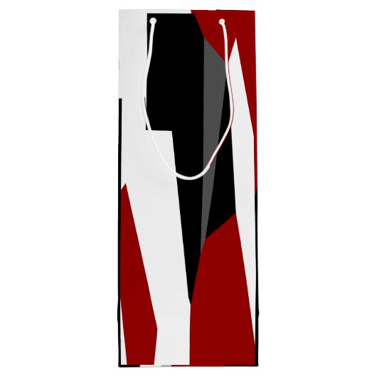 Rood zwart-wit abstract wijn cadeautas (Achterkant)