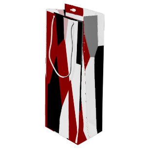 Rood zwart-wit abstract wijn cadeautas