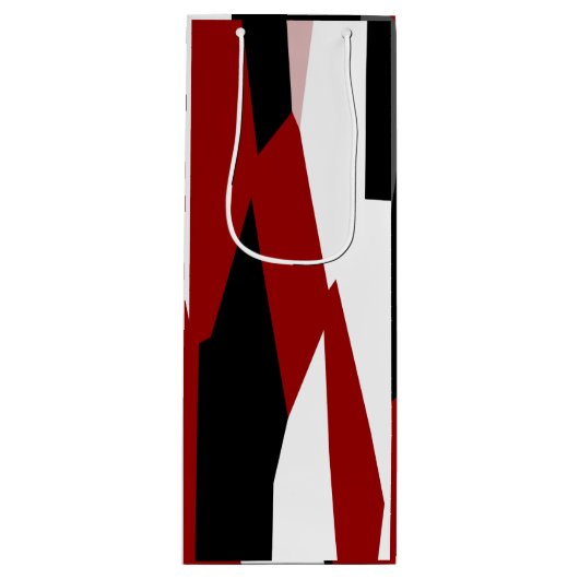 Rood zwart-wit abstract wijn cadeautas (Voorkant)