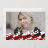 Rood, Zwart & Wit Afstuderen 2 Fotouitnodiging Kaart (Achterkant)