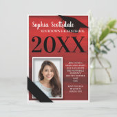 Rood Zwart-wit Afstuderen Aankondiging (Staand voorkant)