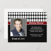 Rood Zwart Wit Afstuderen Uitnodiging (Voorkant / Achterkant)