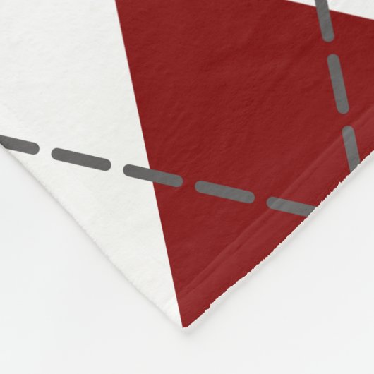 Rood Zwart Wit Argyle Plaid Monogrammed Fleece Deken (Hoek)